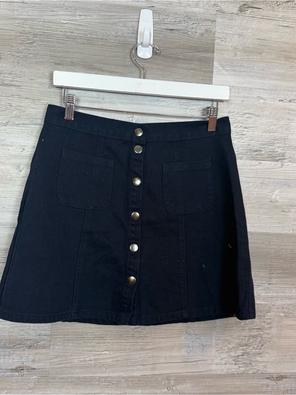 BDG Navy Denim Button-Front Mini Skirt M NWT